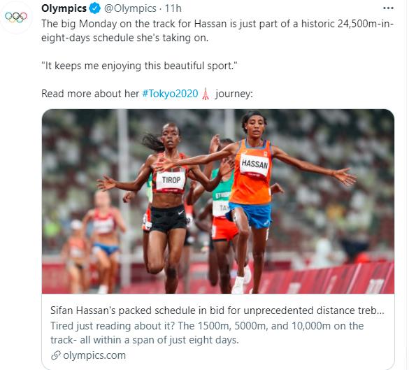 国际奥委会统计，哈桑最多将在本届奥运会上跑24500米。