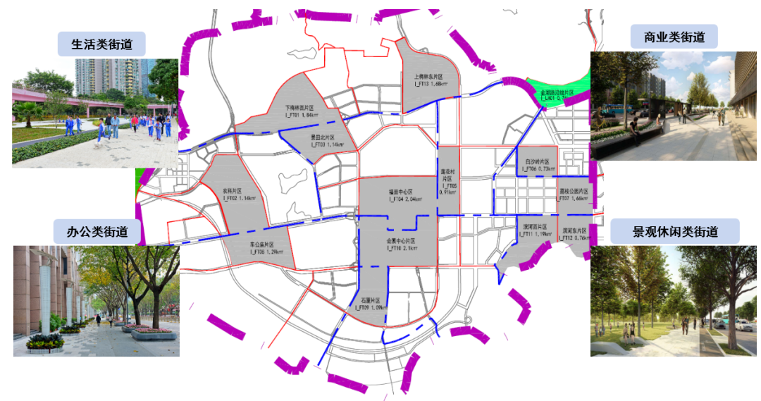 福田区街道分类示意图