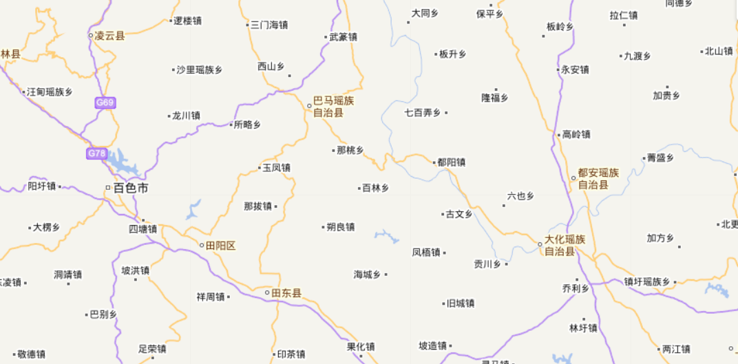 巴马地理位置,国家地理信息公共服务平台"天地图"截图