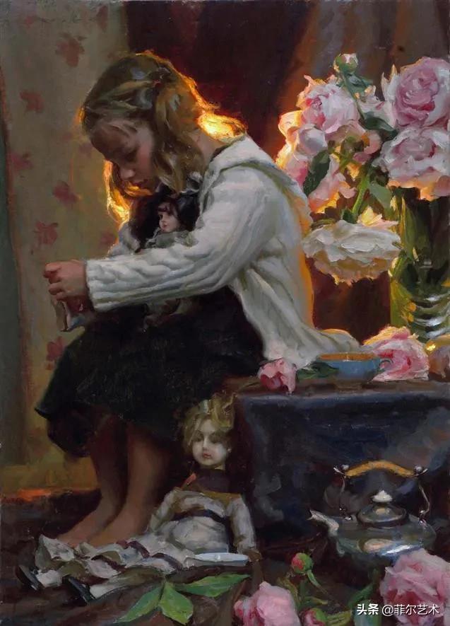 油画里光影结合最美女人~美国画家迈克尔·马尔姆人物