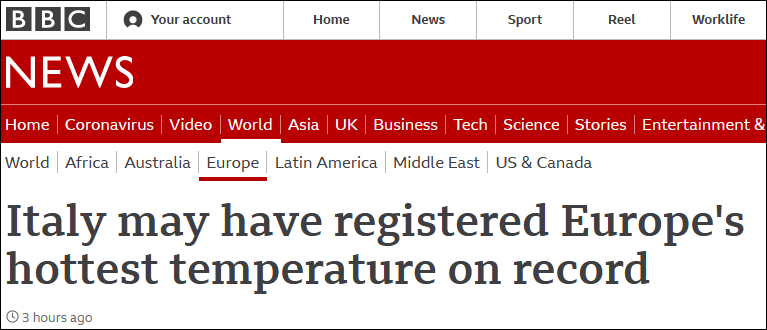 48.8℃！意大利或创下欧洲有记录以来气温最高值