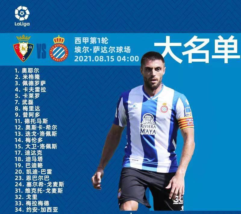 明晨!西班牙人重回西甲首战,武磊有望首发!央视不转此平台直播 明晨!西班牙人重回西甲首战,武磊有望首发!央视不转此平台直播