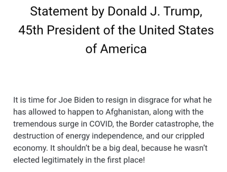特朗普声明截图