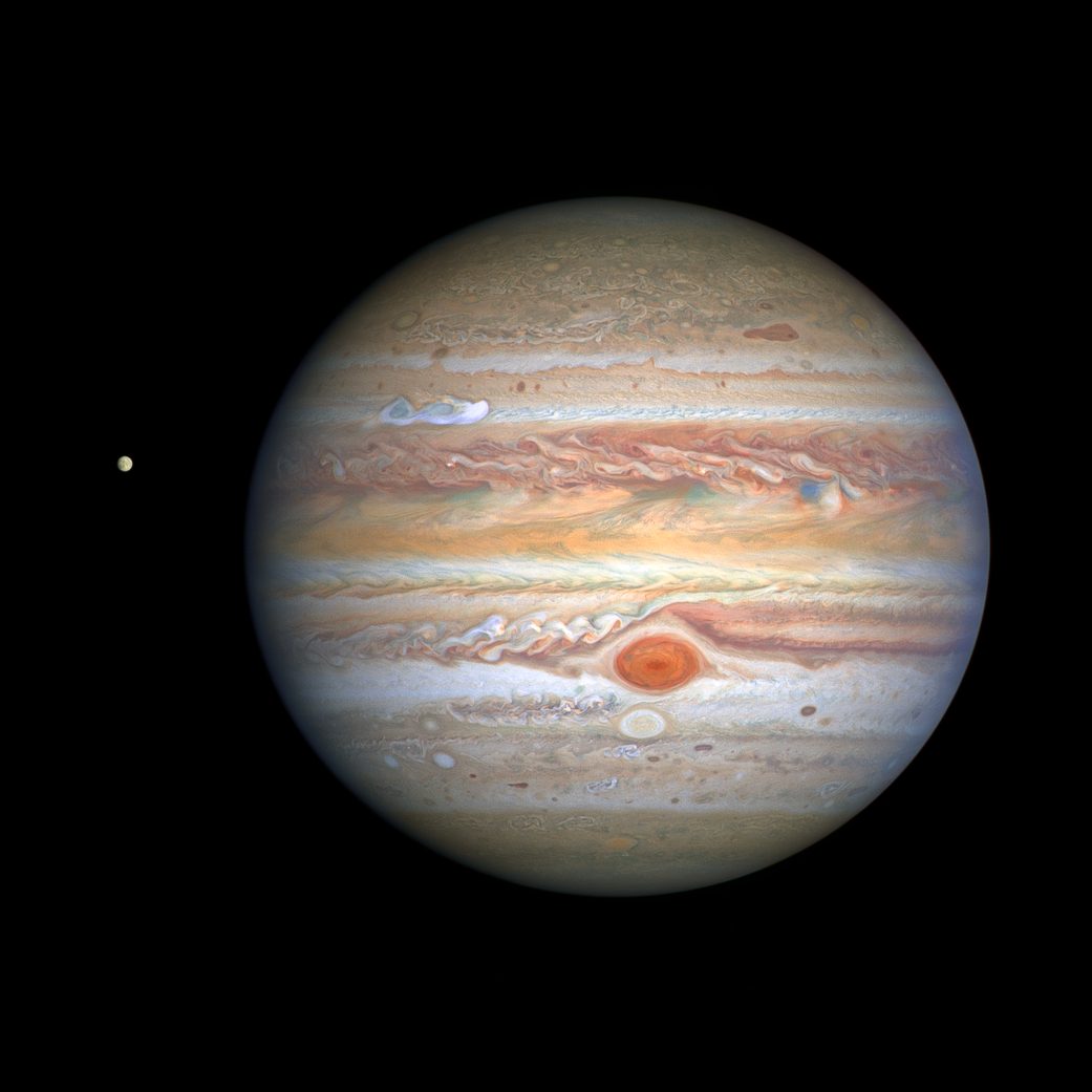 哈勃望远镜拍摄的木星与木卫二.