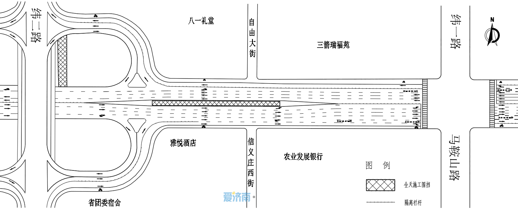 9月4日起,济南轨道交通4号线八一立交桥站,段店站围挡施工