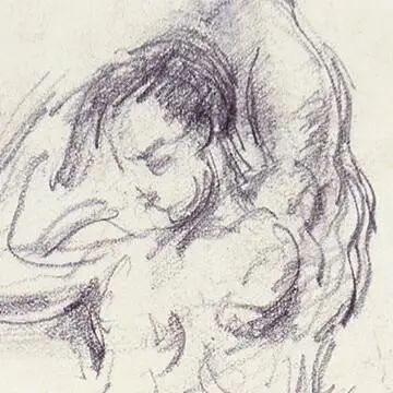 保罗·塞尚,《站立的沐浴者》,1879-82;纸上铅笔素描a