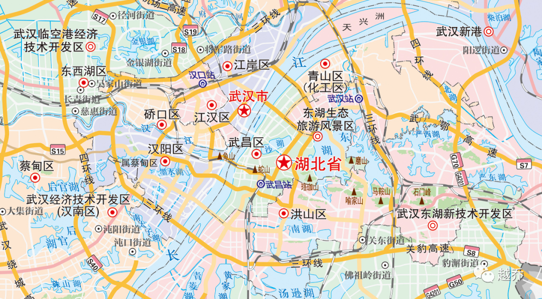 包括武汉市地图,武汉市中心城区地图和江岸区,江汉区,硚口区,汉阳区