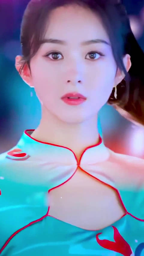 赵丽颖高马尾国风旗袍造型,画里走出来的美人,一眼万年