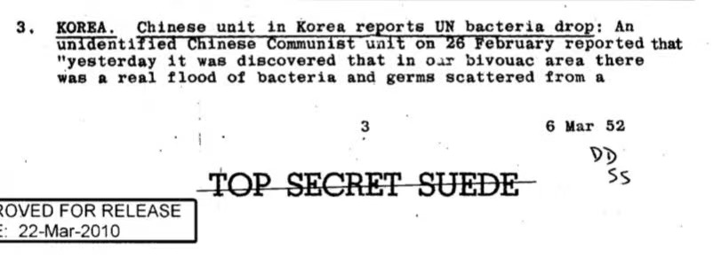 中情局前超最高機密文件,彙報竊聽到的在朝鮮中國志願軍1952年2月26日內部通訊。圖片來自中情局網頁