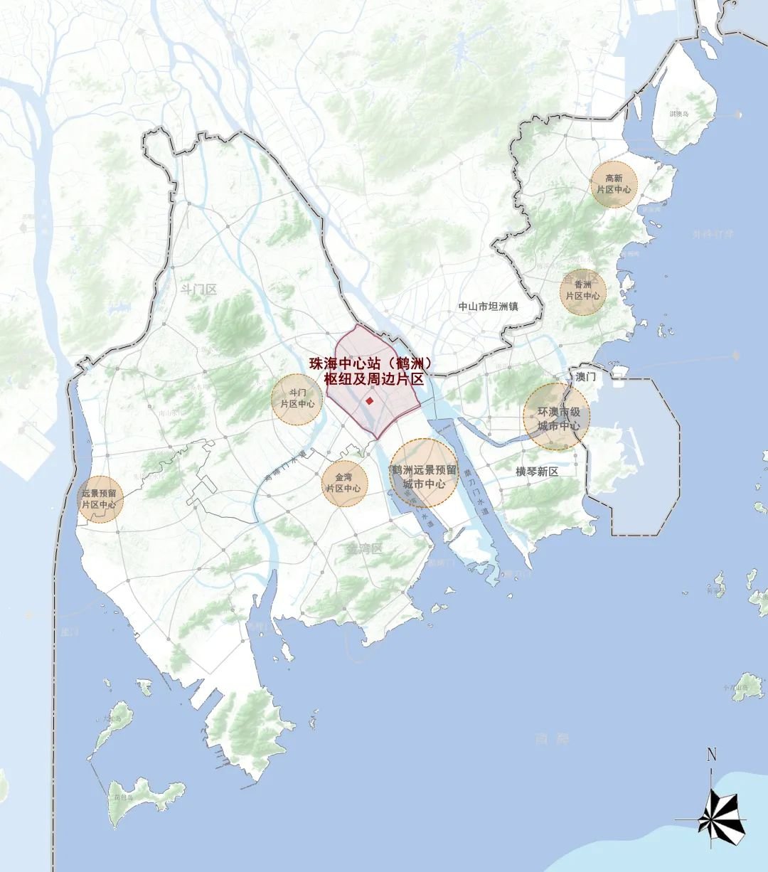 该片区地处珠海市地理中心,是珠海城市空间"中承西