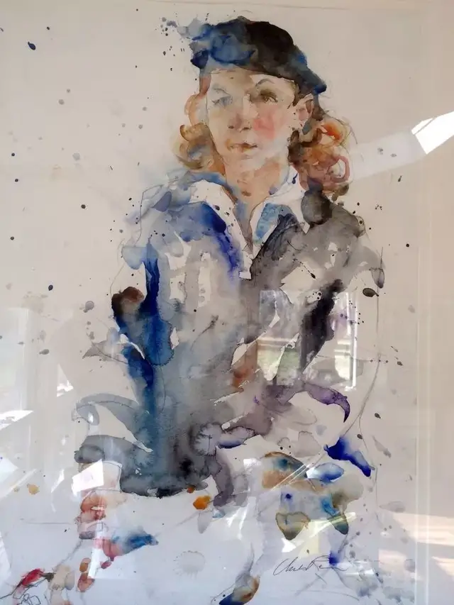 絵画 作者不詳 サイン有 パステル+水彩? 美人画 逸品 K52
