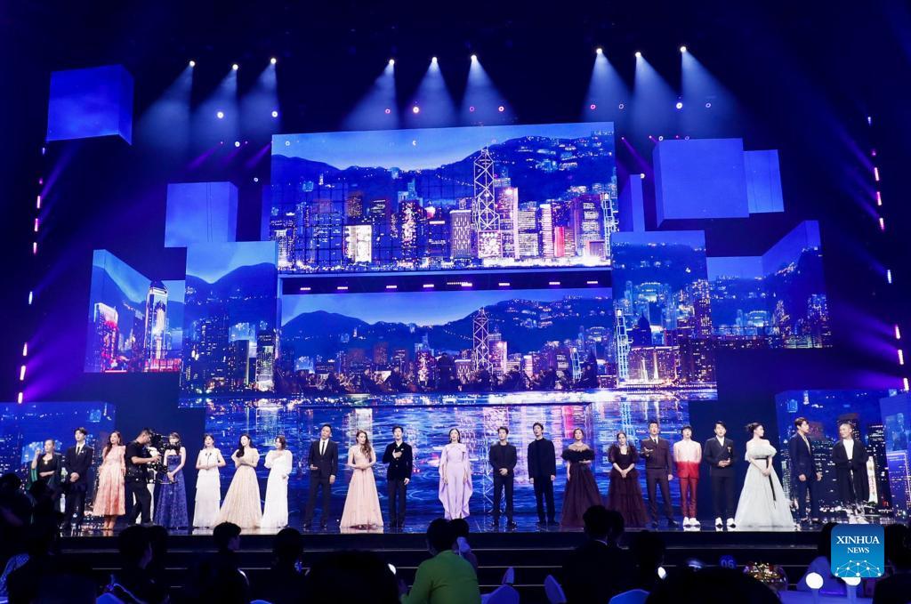 Photo taken on Sept. 21, 2021 shows the Mid-Autumn Festival Concert in the Greater Bay Area in Shenzhen, south China's Guangdong Province. (Xinhua)