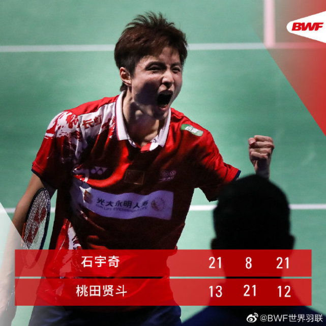 石宇奇2-1击败日本一哥，21-5曾打爆桃田贤斗，连续2届苏杯胜对手