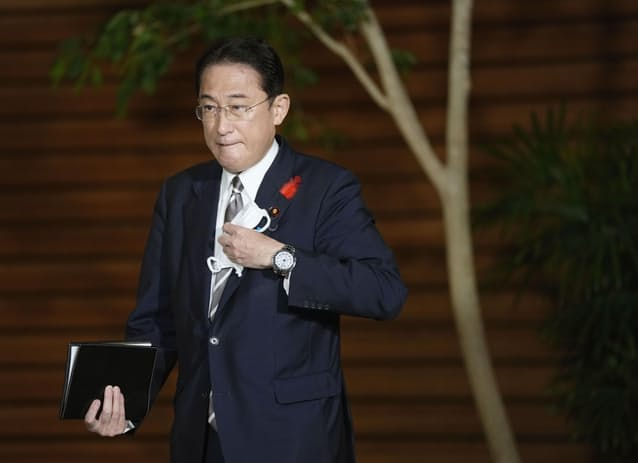 ▲8日夜岸田文雄在首相官邸参加记者会( 共同社)