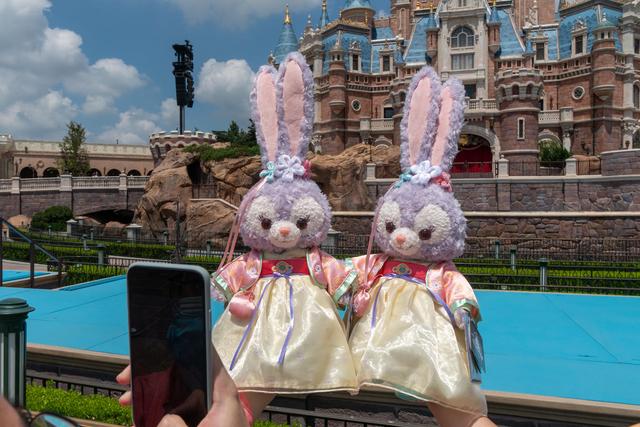 一位男孩子在上海迪士尼乐园抢购到了星黛露兔子图片来源:icphoto