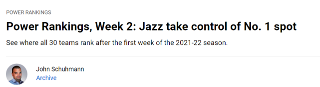 NBA官方实力榜更新！爵士居首勇士第二，篮网第五湖人仅列第九
