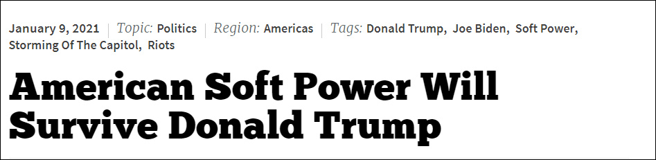 美专家：国会暴乱是个转折点 美国软实力要恢复