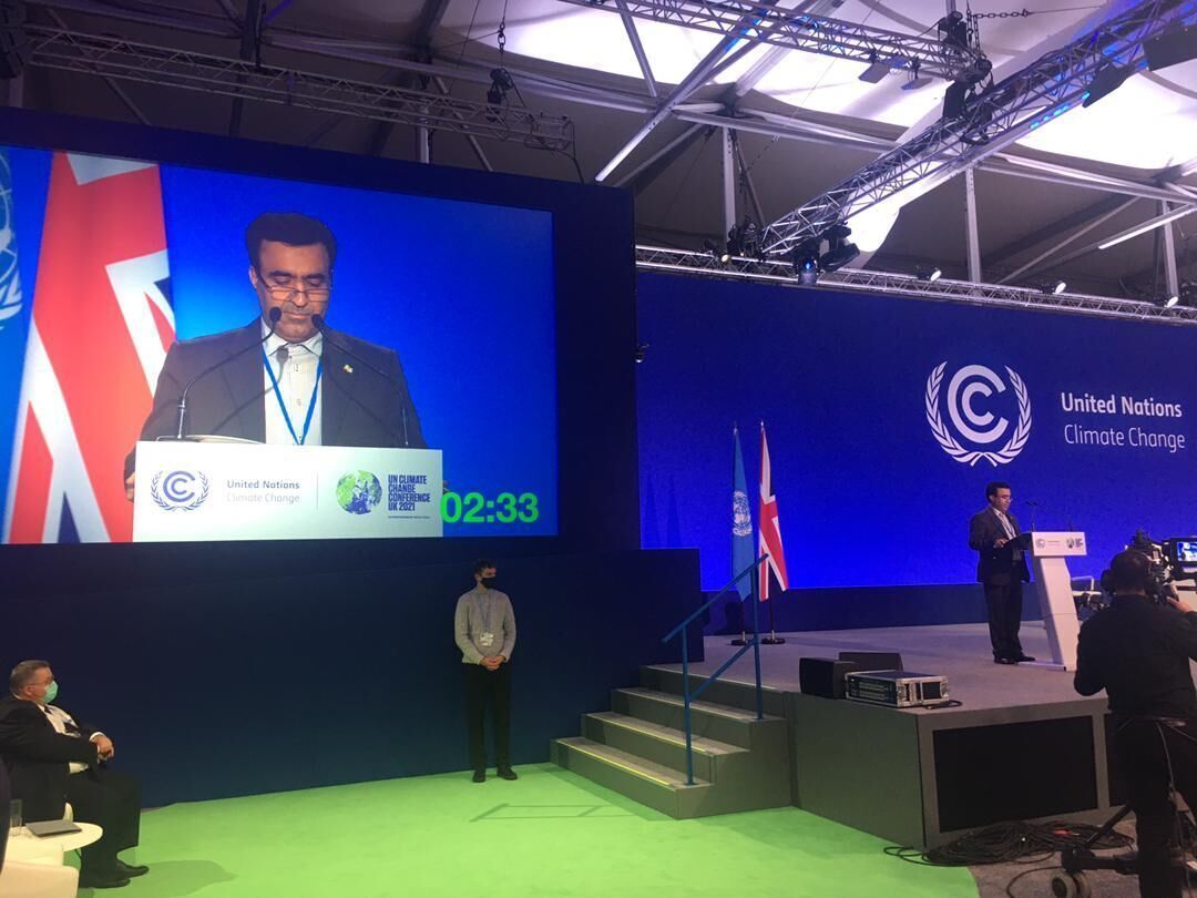 伊朗环境部长阿里·萨拉杰赫（Ali Salajegheh）在COP26峰会上发言 图自伊通社