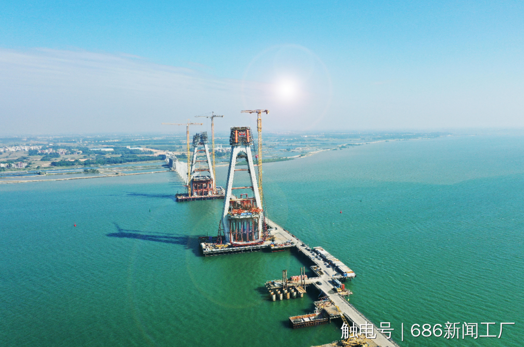 湛江南三岛大桥百米主塔封顶|大桥|湛江市|广东省