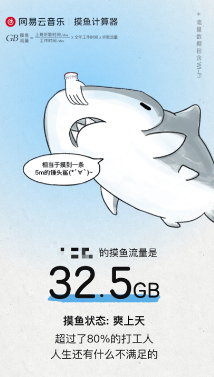 网易云音乐上线“摸鱼计算器”,可估算工作时间内的摸鱼流量休闲区蓝鸢梦想 - Www.slyday.coM 网易云音乐上线“摸鱼计算器”,可估算工作时间内的摸鱼流量休闲区蓝鸢梦想 - Www.slyday.coM