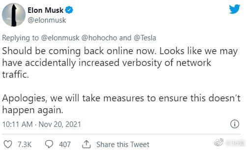 特斯拉断网致车主被锁车外,马斯克发文道歉休闲区蓝鸢梦想 - Www.slyday.coM 特斯拉断网致车主被锁车外,马斯克发文道歉休闲区蓝鸢梦想 - Www.slyday.coM