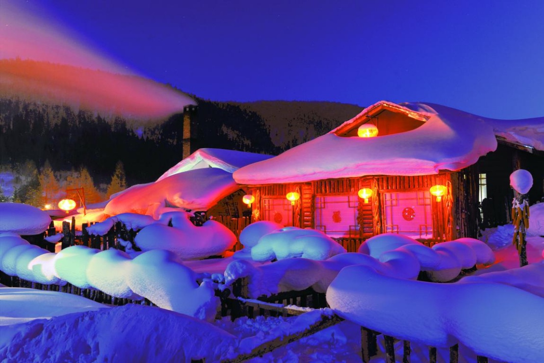 宁静的夜晚，安静的雪乡。