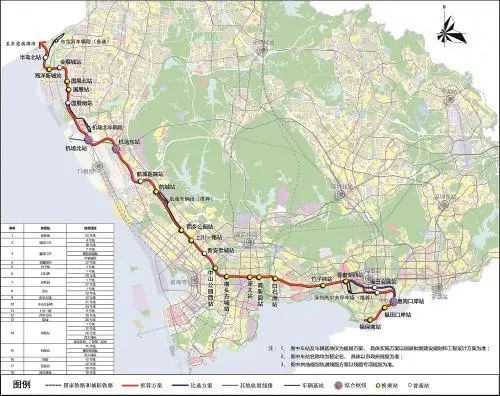 最新线路显示,地铁20号线沿线途经福田,南山和宝安3个行政区,联系