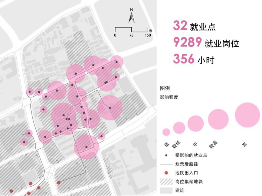 理想斑马线过街方案节省的通勤时间成本在空间上的分布