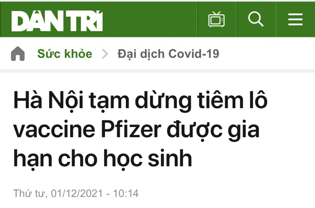 越南卫生部:可将过期辉瑞疫苗 给儿童注射!河内:我不敢注射!