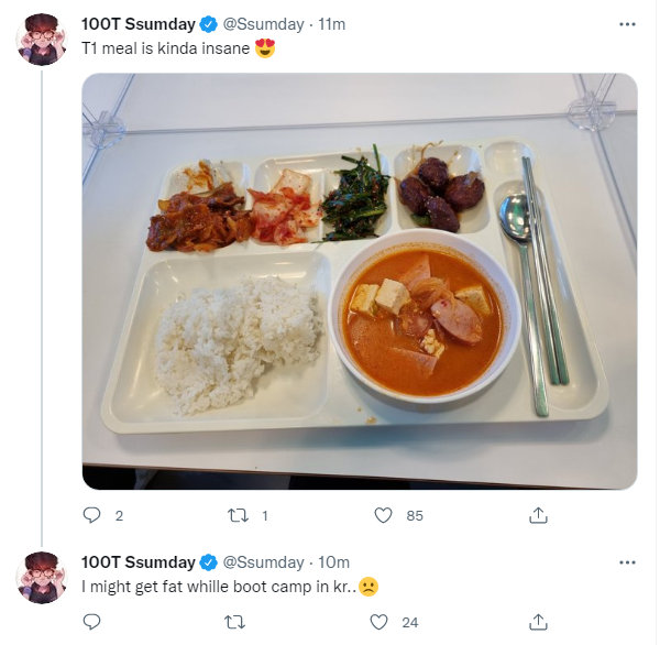 100T上单Ssumday：T1的饭菜有点好吃 在<a href=