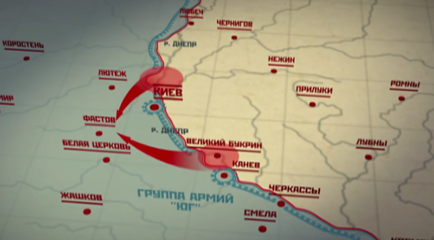 苏联第5近卫坦克军向基辅突击 图源：俄罗斯纪录片《伟大的卫国战争》