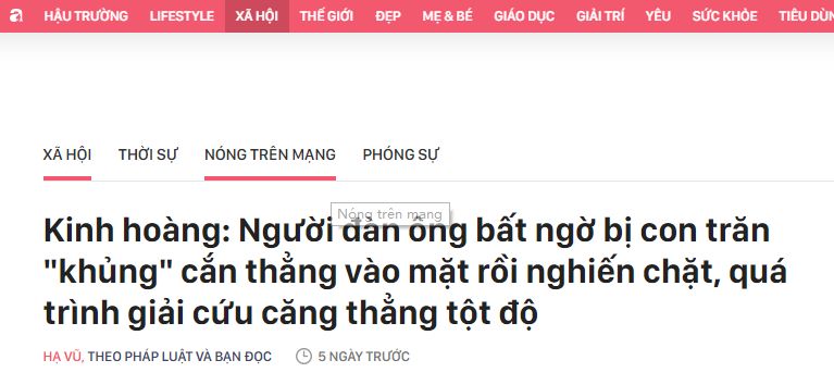 越南小伙被蟒蛇咬脸死不松口,砍掉尾巴都没用,用这方法一招解决
