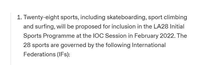 IOC公布2028奥运初步设项 举重拳击暂未列入