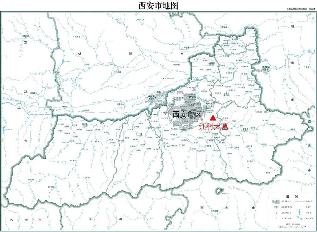 ▲“江村大墓”与西安市区相对位置