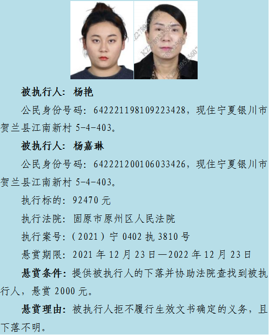 【扩散】原州区法院最高悬赏一万元,寻找10名失信被执行人下落休闲区蓝鸢梦想 - Www.slyday.coM 【扩散】原州区法院最高悬赏一万元,寻找10名失信被执行人下落休闲区蓝鸢梦想 - Www.slyday.coM