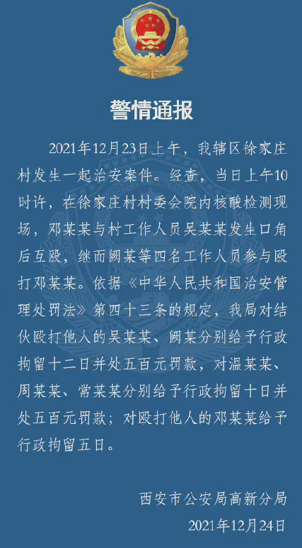 12月23日上午,我辖区徐家庄村发生一起治安案件
