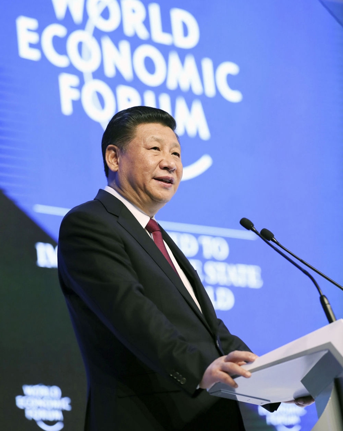 习近平主席出席世界经济论坛2017年年会开幕式并发表主旨演讲。新华社记者 兰红光 摄