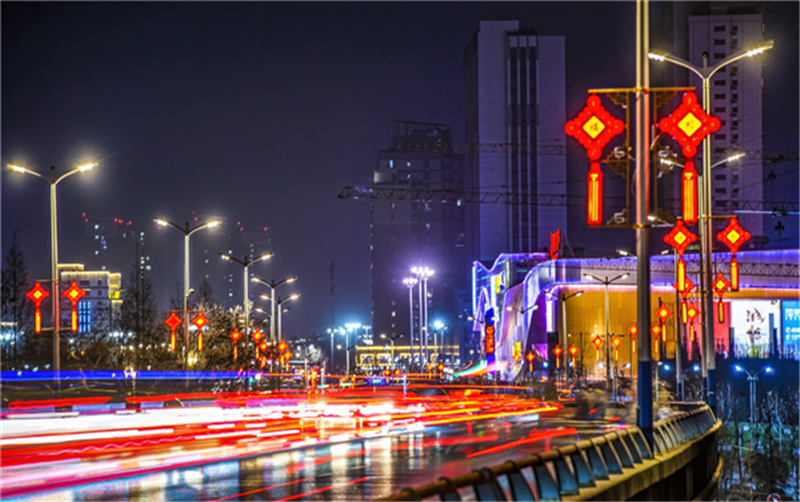 江苏宿迁点亮城市夜景浓浓年味扑面来