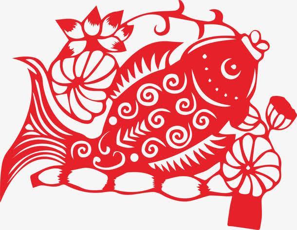 年年有鱼(余)的剪纸图案,是人们在新春佳节里最爱剪的.