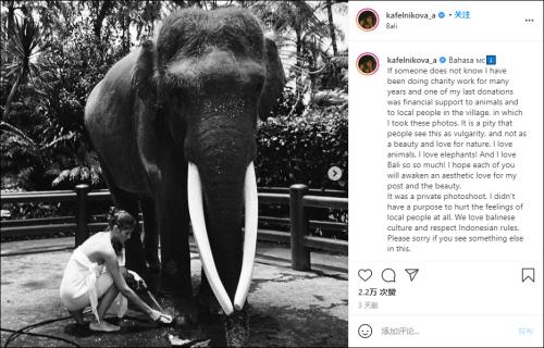 全裸趴骑濒危大象引争议，22岁俄罗斯女模特发文道歉图3