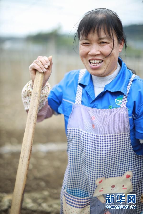 贵州省遵义市枫香镇花茂村的一名村民在村子里劳动(2020年4月13日摄)。新华社记者 刘续 摄
