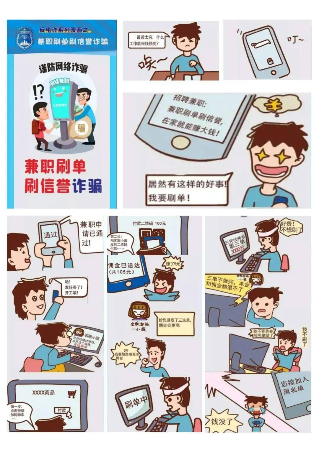 反诈宣传电信诈骗套路多漫画学习防上当