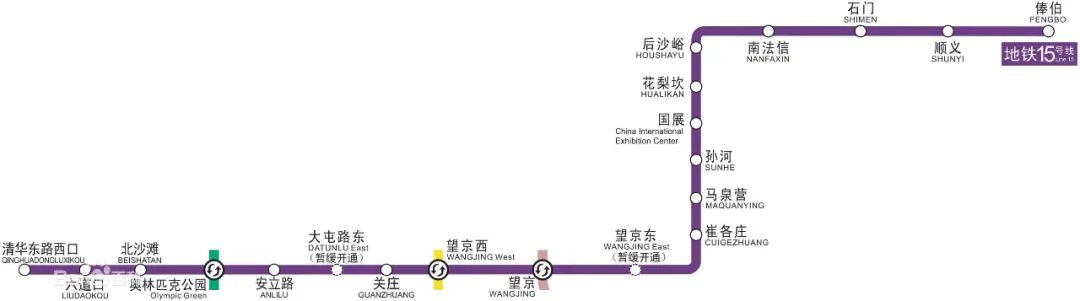 北京地铁15号线线路图/来源于网络