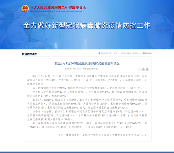 31省新增11例确诊 均为境外输入
 （31省新增10例确诊 均为境外输入）
