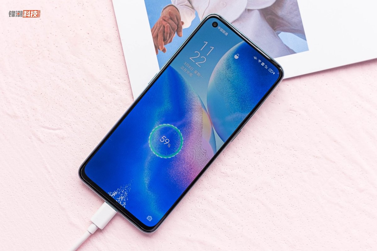 opporeno5充电蓝色,oppo闪充绿色和蓝色 opporeno5k图赏为春日添上一笔小青新