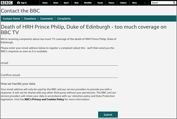 BBC投诉界面截图