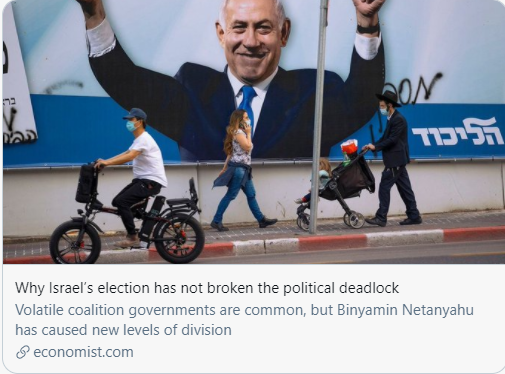 ▲为何以色列大选没能打破政治僵局？《经济学人》杂志报道截图