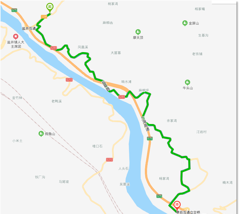盐井收费站至草街收费站绕行线路图 高速执法一支队四大队供图