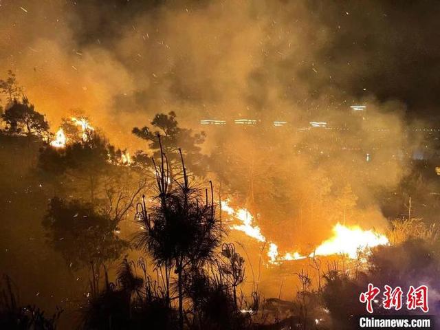 福建福清市海口镇发生森林火灾多地森林消防驰援连夜扑救