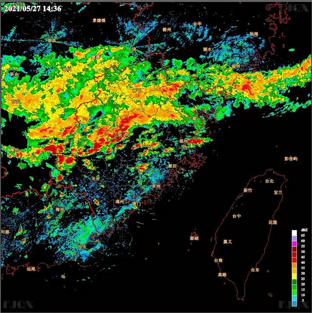 时事看点>正文> 雷达图显示,福建上空出现降水回波据省气象台预报,5月